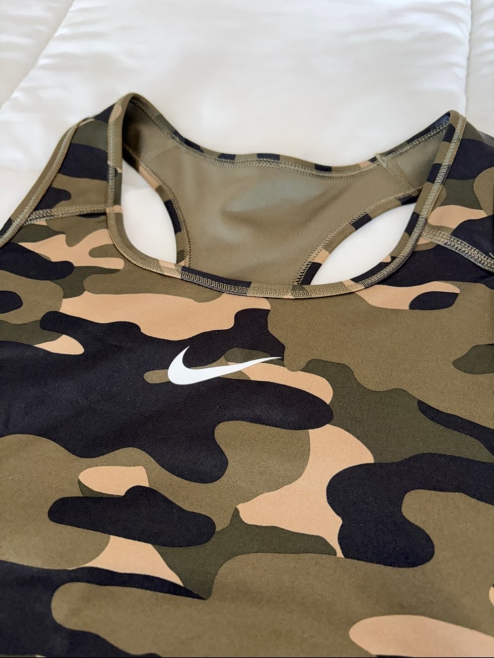 Nike Camo Sports Bra - Olive, Black, Tan - 1X - Picture 3 of 7